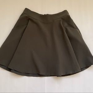 Olive Green Skater Skirt with Pockets